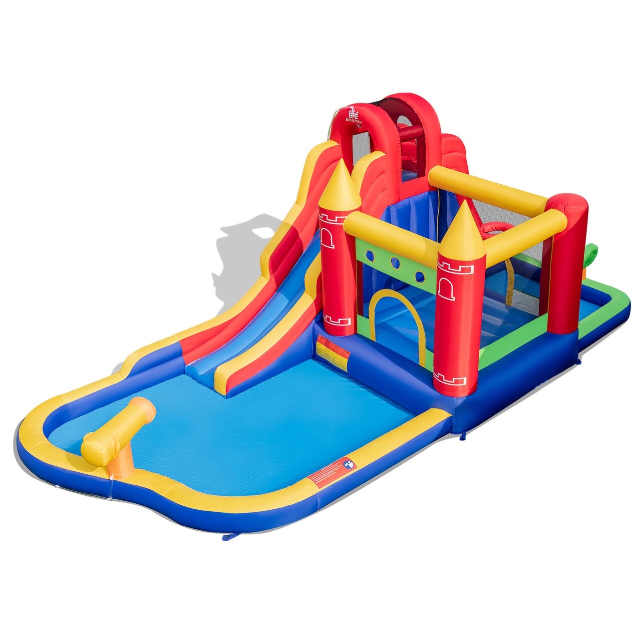 Inflatable Water Slide Bounce House with Splash Pool Ball Pit Climbing Wall Multi Color